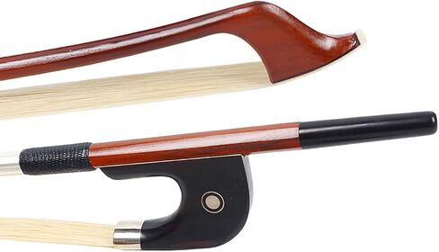 3/4 Double Bass Bow, Brazil Wood, Ebony Frog, Natural Horsehair, Well Balanced (flower inlay-black) in Saudi Arabia