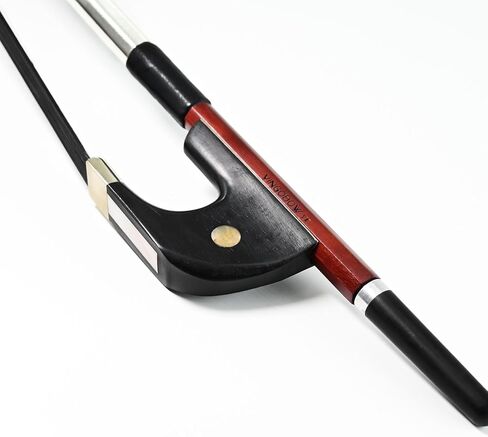Upright Double Bass Bow Half 1/2 Size German Model Brazilwood Stick 300BGB 72cm Straight Smooth Tuner Ebony Frog Natural Black Horse Hair Deep Powerful and Wild Tone Smooth Screw Straight in Saudi Arabia