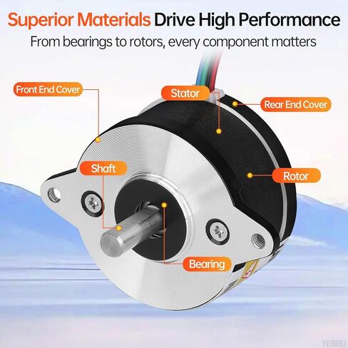 0.9° Round Nema 14 Stepper Motor 2 Phase High Torque 8Ncm(11.33oz·in) Bipolar 0.4A 17Ω 36-20mm 4-Lead Shaft 15mm φ5mm 36mm Stepper Motor Cable 0.5M for 3D Printer DIY Robot CNC Machine in Kuwait
