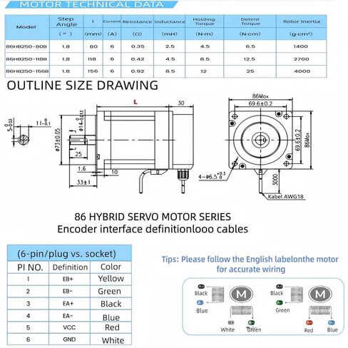 Nema34 86mm Closed Loop Stepper Motor XY 1 Axis Nema 34 12 Nm 1200 Ncm 1714 oz.in Step Motors, 18-110VDC Closed Loop Steping Driver CNC Servo Motor kit in Saudi Arabia