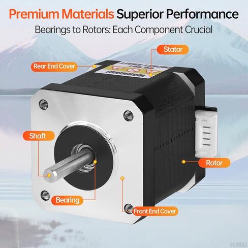 Nema 17 Stepper Motor 2 Phase 1.8‌°‌ 0.6Nm(84.97oz·in) High Torque Bipolar 48mm 1.2Ω 2.3A 4-Wire Shaft 24mm φ5mm 42 Stepper Motor Cable 1M for 3D Printer DIY Robot CNC Machine in Kuwait