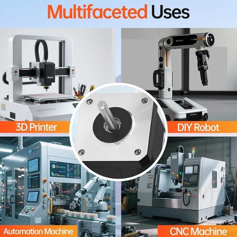 Nema 17 Stepper Motor 2 Phase 1.8‌°‌ 0.6Nm(84.97oz·in) High Torque Bipolar 48mm 1.2Ω 2.3A 4-Wire Shaft 24mm φ5mm 42 Stepper Motor Cable 1M for 3D Printer DIY Robot CNC Machine in Kuwait