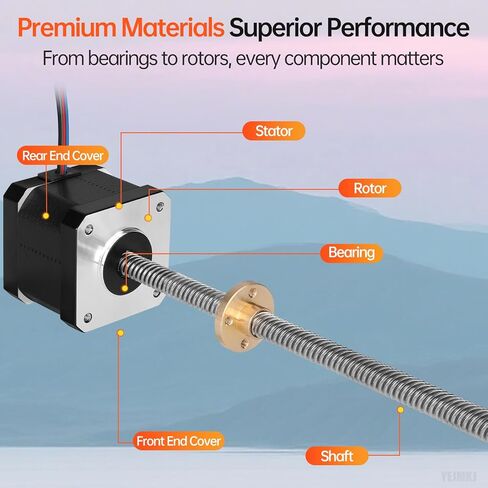 3 Pack Nema 17 Stepper Motor TR8x8 400mm with T8 Lead Screw 1.8‌°‌ 2 Phase High Torque 0.44Nm (62.31oz·in) Bipolar 1.7A 2.2Ω 39mm 42 Stepper Motor incl. Cable 1M for 3D Printer DIY Robot CNC in Kuwait