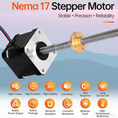 3 Pack Nema 17 Stepper Motor TR8x8 400mm with T8 Lead Screw 1.8‌°‌ 2 Phase High Torque 0.44Nm (62.31oz·in) Bipolar 1.7A 2.2Ω 39mm 42 Stepper Motor incl. Cable 1M for 3D Printer DIY Robot CNC in Kuwait