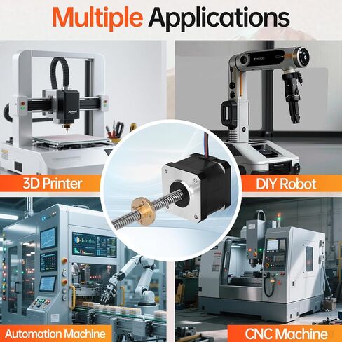 3 Pack Nema 17 Stepper Motor TR8x8 400mm with T8 Lead Screw 1.8‌°‌ 2 Phase High Torque 0.44Nm (62.31oz·in) Bipolar 1.7A 2.2Ω 39mm 42 Stepper Motor incl. Cable 1M for 3D Printer DIY Robot CNC in Kuwait