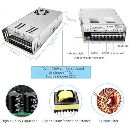 مجموعة أدوات التحكم CNC ذات 3 محاور Nema34 86 مم مجموعة محرك متدرج بحلقة مغلقة 8.5 نانومتر DSP مؤازرة سهلة ومحرك خطوة ومصدر طاقة 400 وات 60 فولت تيار مستمر، لآلة طحن النقش للطابعة ثلاثية الأبعاد in Kuwait