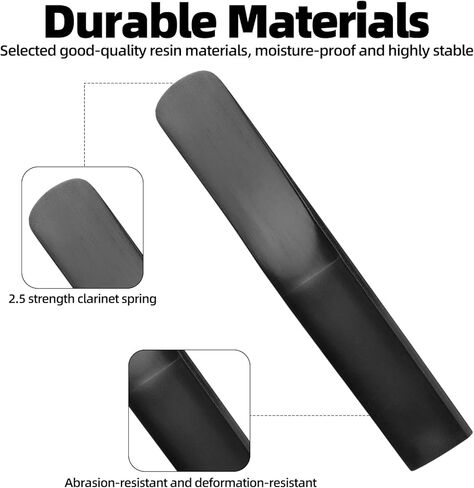 3pcs Resin Clarinet Reeds, 2.5 Strength Bb Plastic Clarinet Reed Traditional Style Bass Saxophone Mouthpiece Replacement Part Accessories for Beginners Students Educators Music Lovers(Black) in Kuwait