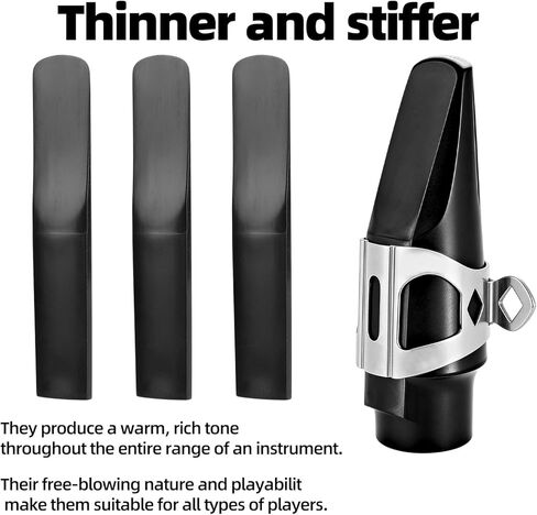 3pcs Resin Clarinet Reeds, 2.5 Strength Bb Plastic Clarinet Reed Traditional Style Bass Saxophone Mouthpiece Replacement Part Accessories for Beginners Students Educators Music Lovers(Black) in Kuwait