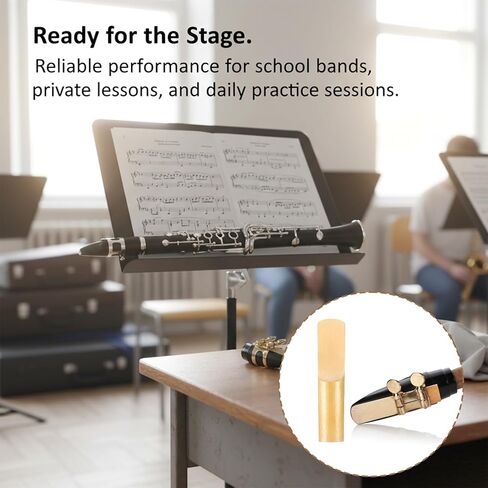 10 Pack Bb Clarinet Reeds Strength 2.5 – Natural Cane Reeds for Beginners & Students | Includes Protective Storage Case | B-Flat Clarinet Replacement Reed for Practice & Performance in Kuwait