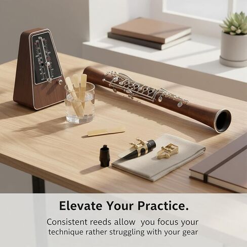 10 Pack Bb Clarinet Reeds Strength 2.5 – Natural Cane Reeds for Beginners & Students | Includes Protective Storage Case | B-Flat Clarinet Replacement Reed for Practice & Performance in Kuwait