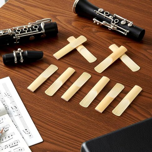 10 Pack Bb Clarinet Reeds Strength 2.5 – Natural Cane Reeds for Beginners & Students | Includes Protective Storage Case | B-Flat Clarinet Replacement Reed for Practice & Performance in Kuwait
