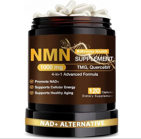 NMN Supplement 1000mg - NMN Supplement 1000mg Pure Organic, NMNH Alternative, Resveratrol Supplement, NAD+ Supplement, TMG & Quercetin for Cellular Support 120 Capsules in Kuwait