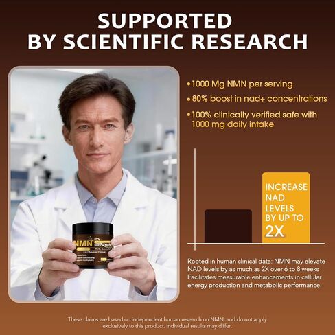 NMN Supplement 1000mg - NMN Supplement 1000mg Pure Organic, NMNH Alternative, Resveratrol Supplement, NAD+ Supplement, TMG & Quercetin for Cellular Support 120 Capsules in Kuwait