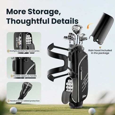 مجموعة ملاعب جولف كاملة مكونة من 8 قطع للرجال والنساء - مضارب جولف للبالغين مع حقيبة حامل، سائق، هجين، 5/7/9/P مكاوي ومضرب، اليد اليمنى in Kuwait