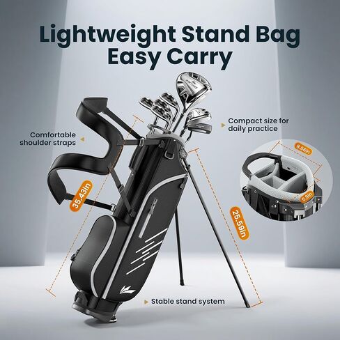 مجموعة ملاعب جولف كاملة مكونة من 8 قطع للرجال والنساء - مضارب جولف للبالغين مع حقيبة حامل، سائق، هجين، 5/7/9/P مكاوي ومضرب، اليد اليمنى in Kuwait