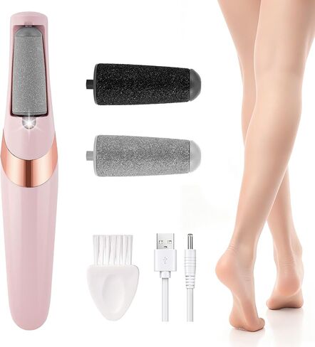 Rechargeable Electric Callus Remover for Feet, 2 Gears Foot Callus Remover with 2 Replaceable Rollers, Portable Foot File Callus Remover for Smooth Heels at Home or Travel (Pink) in Saudi Arabia