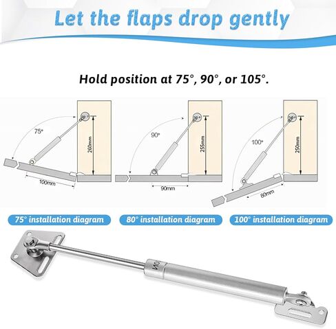 Heavy Duty Gas Struts, 150N/33LBS Drop Down Metal Soft Open Hinges Pneumatic Lift Spring Downturn Door Buffer for Downward Flap Lid Slowly Down, Drop-Front Desk, Cabinet Desk or Loft Hatch in Saudi Arabia