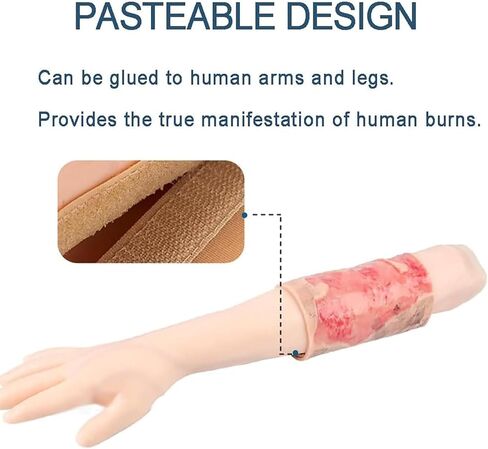 نموذج محاكاة لجروح الحروق، نموذج تدريب على حرق الأطراف بدرجة 2-3، وسادة عرض لإصابات الحروق يمكن ارتداؤها، قابلة لإعادة الاستخدام، تصميم ذو مظهر واقعي، لعرض التعليم الطبي in Kuwait