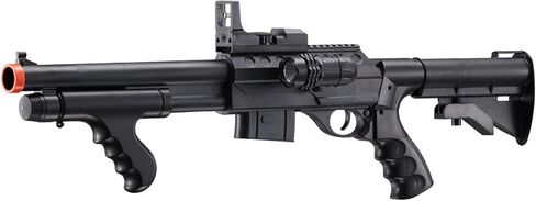 M0681 Pump Action Airsoft Shotgun with Scope, Light, and Durable ABS Construction with M4 Stock in Saudi Arabia