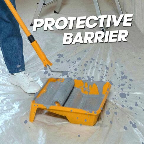 Painter's Plastic Film Heavy Duty 0.39 mil, 400' Length x 9' Width High, High Density Painters Plastic Sheeting Roll in Box with Dispense Hole for Easy Paint Plastic Covering in Saudi Arabia