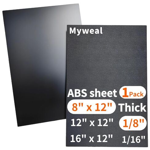 Black ABS Plastic Sheet,Moldable Plastic Panels,Thermoplastic Hard Board,High Flexible Tensile & Impact Strength,Textured & Smooth,for DIY Materials Handcrafts,Car,Home Decor(1,8x12x1/8 Inch Thick) in Saudi Arabia