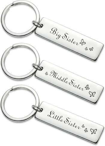 هدية مجوهرات عائلية للأخت الوسطى الكبيرة الأخت الصغيرة مجموعة من 3 أخوات قلادة سلسلة مفاتيح للأخوات (3 أخوات سلسلة مفاتيح) in Kuwait
