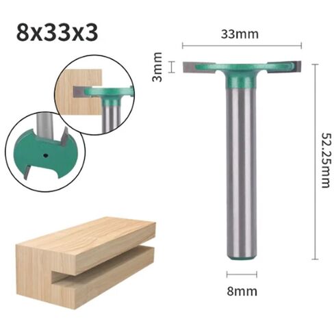 1pc T Type Slotting Cutter Bit Router Bit - Tungsten Steel Woodworking Milling Cutter for Precision Cutting(8x33x3) in Saudi Arabia