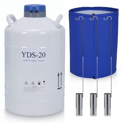 20L Liquid Nitrogen Container Cryogenic Container (LN2) Aluminum Alloy Liquid Nitrogen Dewar Static Cryogenic Container Liquid Nitrogen Container with 3 Canisters & Carry Bag (20L) in Saudi Arabia