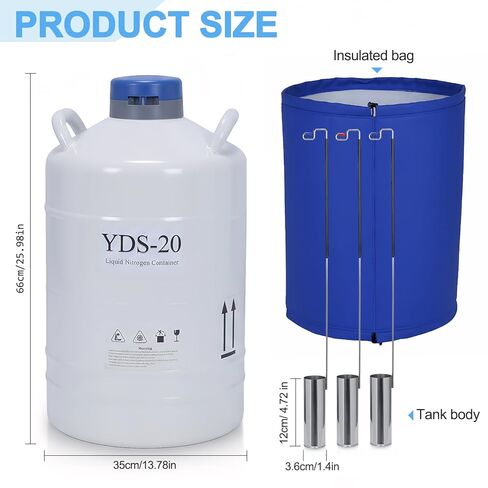 20L Liquid Nitrogen Container Cryogenic Container (LN2) Aluminum Alloy Liquid Nitrogen Dewar Static Cryogenic Container Liquid Nitrogen Container with 3 Canisters & Carry Bag (20L) in Saudi Arabia