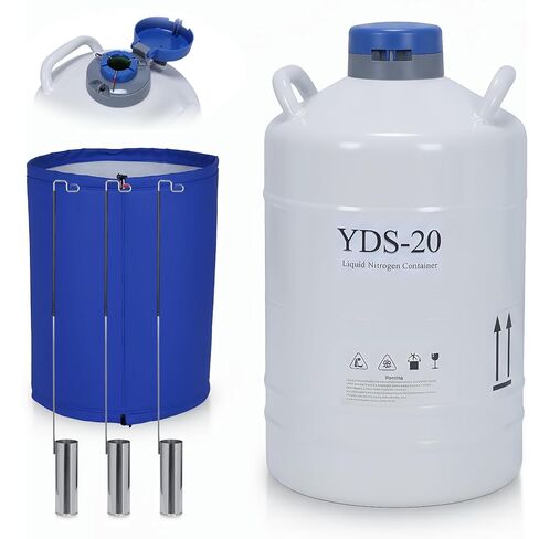 20L Liquid Nitrogen Container Cryogenic Container (LN2) Aluminum Alloy Liquid Nitrogen Dewar Static Cryogenic Container Liquid Nitrogen Container with 3 Canisters & Carry Bag (20L) in Saudi Arabia