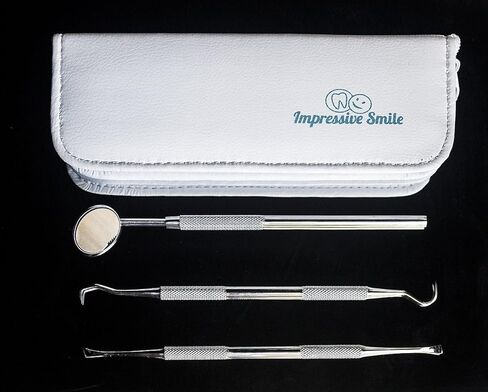 #1 Professional Dental Hygiene Kit – by Impressive Smile - Surgical Grade Tools Tarter Scraper, Dental Toothpick, Mouth Mirror - Dentist Approved in Saudi Arabia