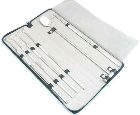 مجموعة أدوات علاج اللثة لأسنان الخيول من الفولاذ المقاوم للصدأ مع حافظة بسحاب in Kuwait