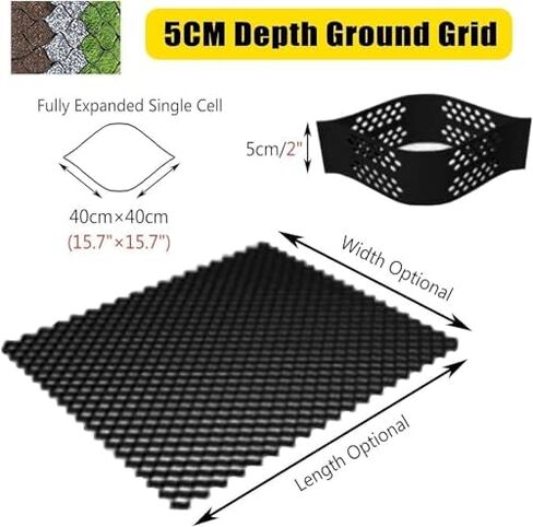 2 Inch Paver Stabilizer Permeable Grass Driveway Grids 1x4m (3.3x13ft) for Pathway Slope Garden Heavy Duty Ground Reinforcement in Kuwait