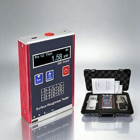 Professional Handheld Roughness Tester Meter,High Accuracy 0.01μm Portable Profilometer with 4 Parameters Ra/Rq 0.05~20μm Rz/Rt 0.1~50μm,Complete Kit with Calibration Block in Kuwait