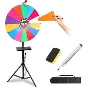 عجلة جائزة دوارة مقاس 24 بوصة، عجلة أسماء دوارة شديدة التحمل بـ 14 لونًا للجوائز، حامل سطح المكتب والأرضية قابل للتعديل، عجلات روليت الحظ لجوائز الكازينو DIY للعائلة والحفلات والكرنفالات والمعارض التجارية in Kuwait