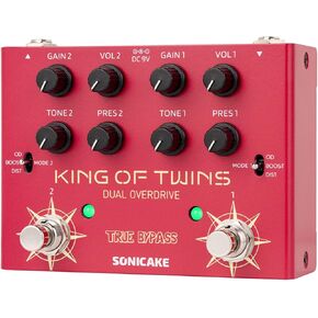 SONICAKE Overdrive Pedal, Dual Channel 3 Modes - Overdrive/Boost/Distortion Compact Effects Pedal for Bass Electric Guitar, Pure Analog Circuit, True Bypass - King of Twins QDS-08 in Kuwait