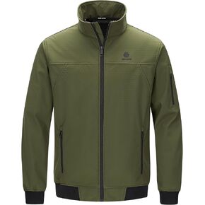 Men's Waterproof Fleece Lined Soft shelled Jacket, Lightweight Zip Up Outdoor Casual Windbreaker for Winter & Fall in Saudi Arabia