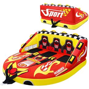 Towable Tube for Boating, 72" 1-3 Person Boat Tubes for Tubing, Inflatable Sofa Boat Tube with Front & Back Tow Points, 0.65mm PVC & 840D Nylon Cover, for Lake River Water Sports Fun in Kuwait