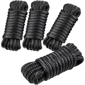 4 PCS 3/8 in × 15 FT Boat Dock Lines, Nylon Dock Line Double Braided, Boat Rope for Docking with 12 in Loop, Marine-Grade Docking Ropes for Boats, Black in Saudi Arabia