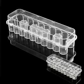 2pcs Peptide Case for Fridge, 3mL Vial Holder for Refrigerator, Fits Up to 16mmØ x 38mmH, Click-Closure Stackable Organizer for Insulin/Peptides/GLP-1, Semi-Transparent in Kuwait