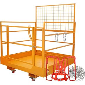 قفص أمان للرافعة الشوكية 45 × 43 بوصة بسعة 1400 رطل، سلة رفع جوية، تصميم قابل للطي، 4 عجلات in Kuwait