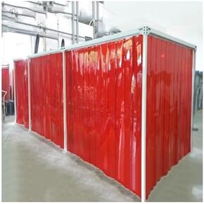 طقم ستائر حماية اللحام، باب شريطي PVC عالي التحمل لورش العمل، واقي من الشرر والرذاذ، ستارة شريط لحام صفراء مقاس 1.5 × 2 متر للسلامة in Kuwait