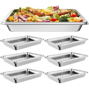 Hotel Pans Full Size 2.5" Deep, Restaurant Supplies Stainless Steam Table Pans 1/1 Size 22 Gauge Commercial Food Pans, 6 Pack Anti Catering Pans in Kuwait