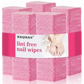 MAQIHAN 1500 Lint Free Nail Wipes - Pink Acetone Nail Polish Remover Wipes Lint Free Nail Wipes Pads Gel Nails No Lint Nail Glue Wipes Eyelash Extensions Toallitas Para Uñas Sin Pelusa Nail Supplies in Kuwait