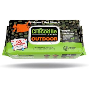 Crocodile Cloth Outdoor Cleaning Wipes – 80 Count Plant-Based Cloths (15"x10"), Skin Safe, Pre-Moistened, Aloe & Vitamin E Infused, Large, Absorbent, Multi-Surface Disposable Wipes in Kuwait