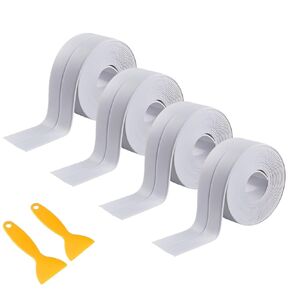 4 Rolls White Caulking Tape, Self-Adhesive Waterproof Sealant Tape for Kitchen, Bathroom, Bathtub, Toilet Base, Countertop Edge Protector, Wall Floor with Sealing Tools (126 x 1.5in) in Kuwait