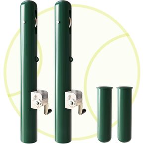 Tennis Posts Cylindrical Double-Sided Tennis Stringing Reel Suitable for Grass/Hard Courts Permanent Steel Tennis Net Posts with Green Rust-Proof Coating Tennis Court net Posts (3" Round) in Kuwait