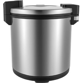 Commercial Rice Warmer, 100-cup Electric Rice Warmer with Non-stick Inner Pot & Rice Spoon, 65°C Temp Control, 6Gal/23L Capacity, Silver Food Warmer for Restaurant Diner Snack Bar in Kuwait