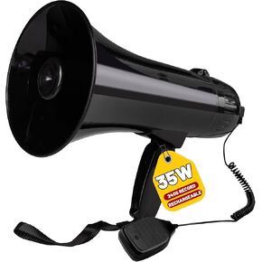 MyMealivos 35W Rechargeable Megaphone Speaker Built in 240s Recording & Siren-10.4"×6.3" Bullhorn Up to 980ft Voice Range with Wrist Strap and Detachable MIC in Kuwait
