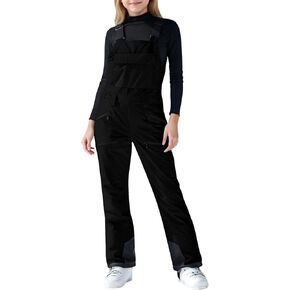 سروال تزلج معزول مقاوم للماء للفتيات من سنو مرايل للأطفال بحزام قابل للتعديل على الجليد وزرة متعددة الجيوب بدلة ثلج شتوية in Kuwait